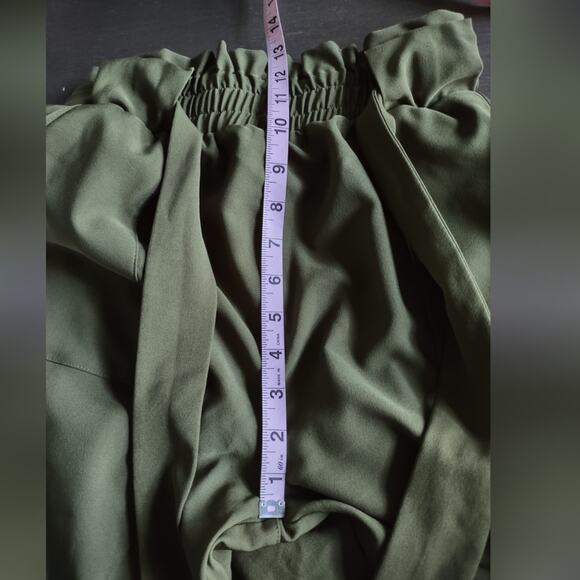 Grace Karin Cropped High Waisted Cropped Paper Bag Pants Size L Khaki Green - Picture 7 of 15